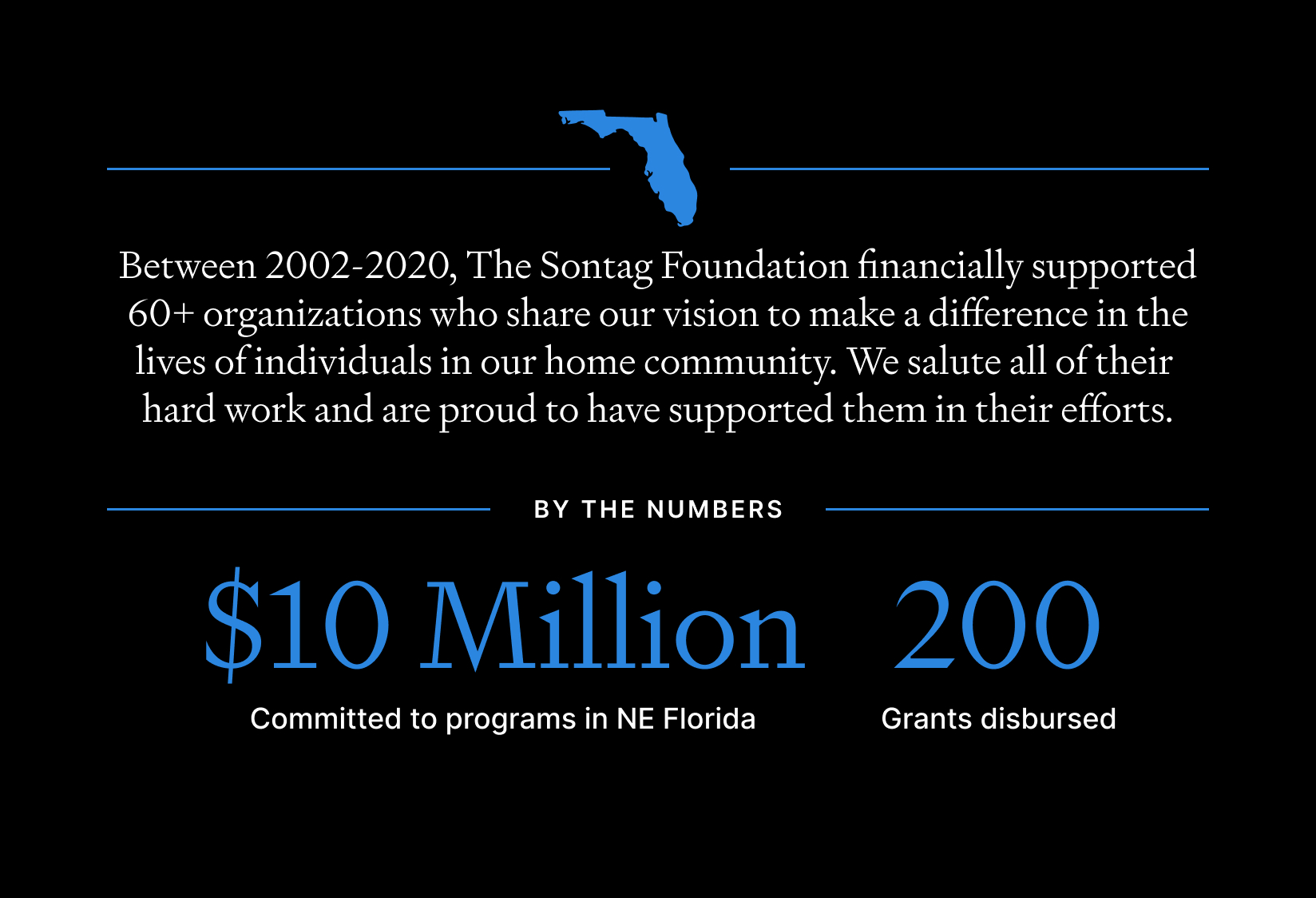 Infographic for The Sontag Foundation NE Florida Closed Grant Portfolio